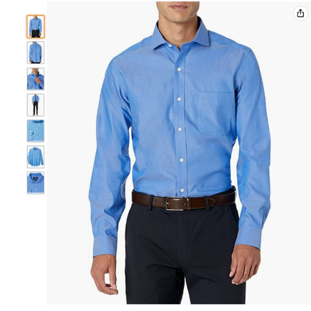 Buttoned Down Men's Standard Tailored Fit Cutaway-Collar Solid Non-Iron Dress Sh